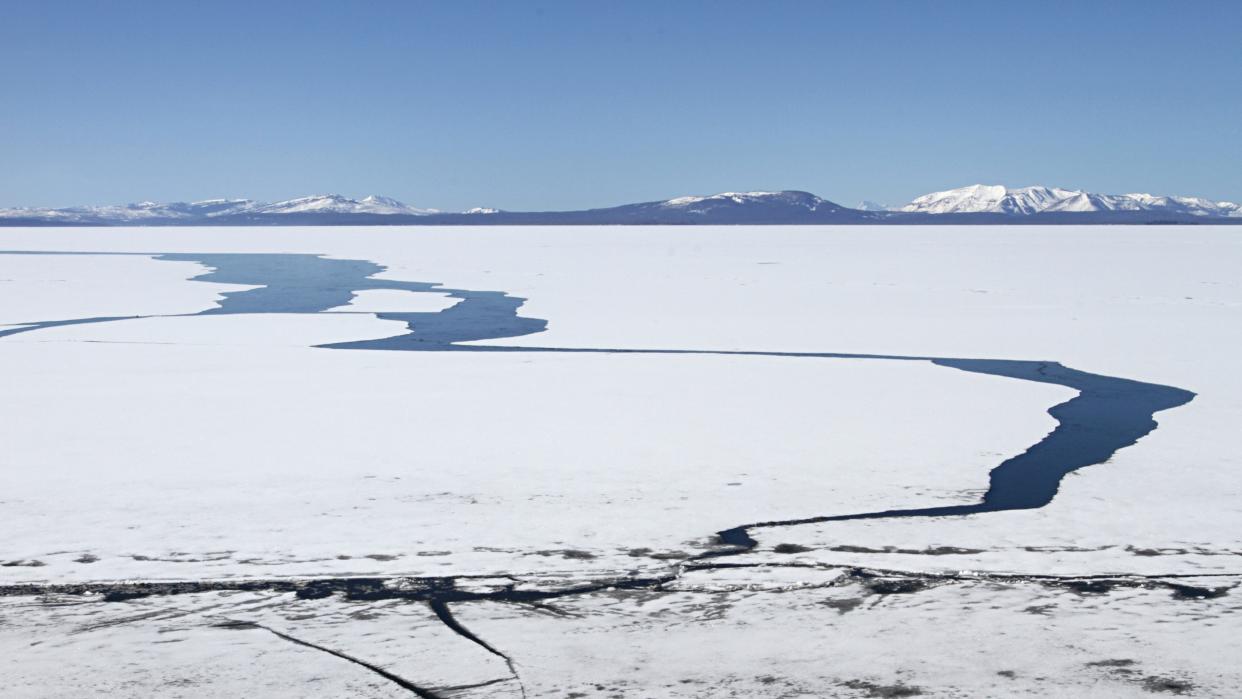  A 2015 photograph of Mary Bay in Yellowstone Lake, Yellowstone National Park. 