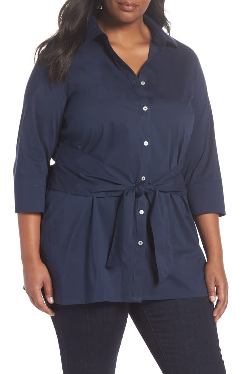 Michaela Solid Tie Front Shirt