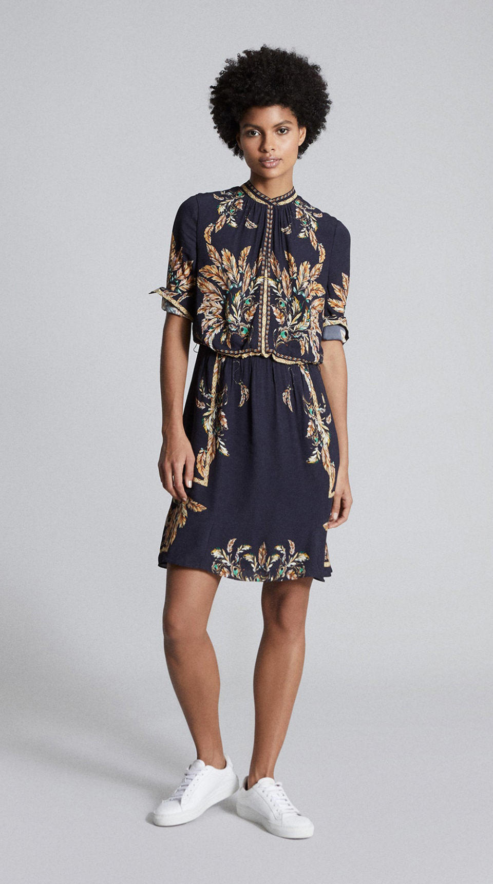 Reiss Maria Feather Printed Mini Dress, $475. Photo: Reiss.