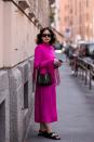 <p>Fringe and pink meet Chanel sandals and a Celine bag.</p>