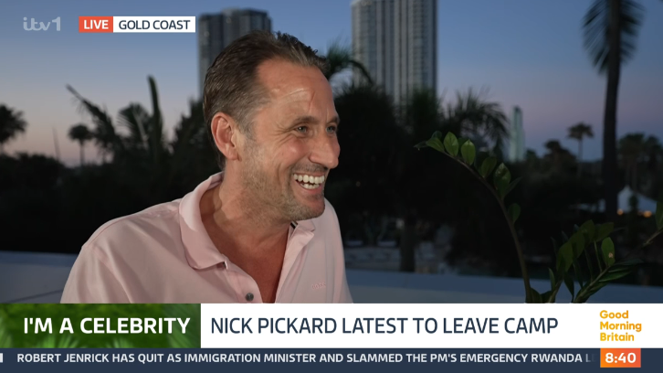 Nick Pickard was the fourth celeb to be eliminated. (ITV screengrab)
