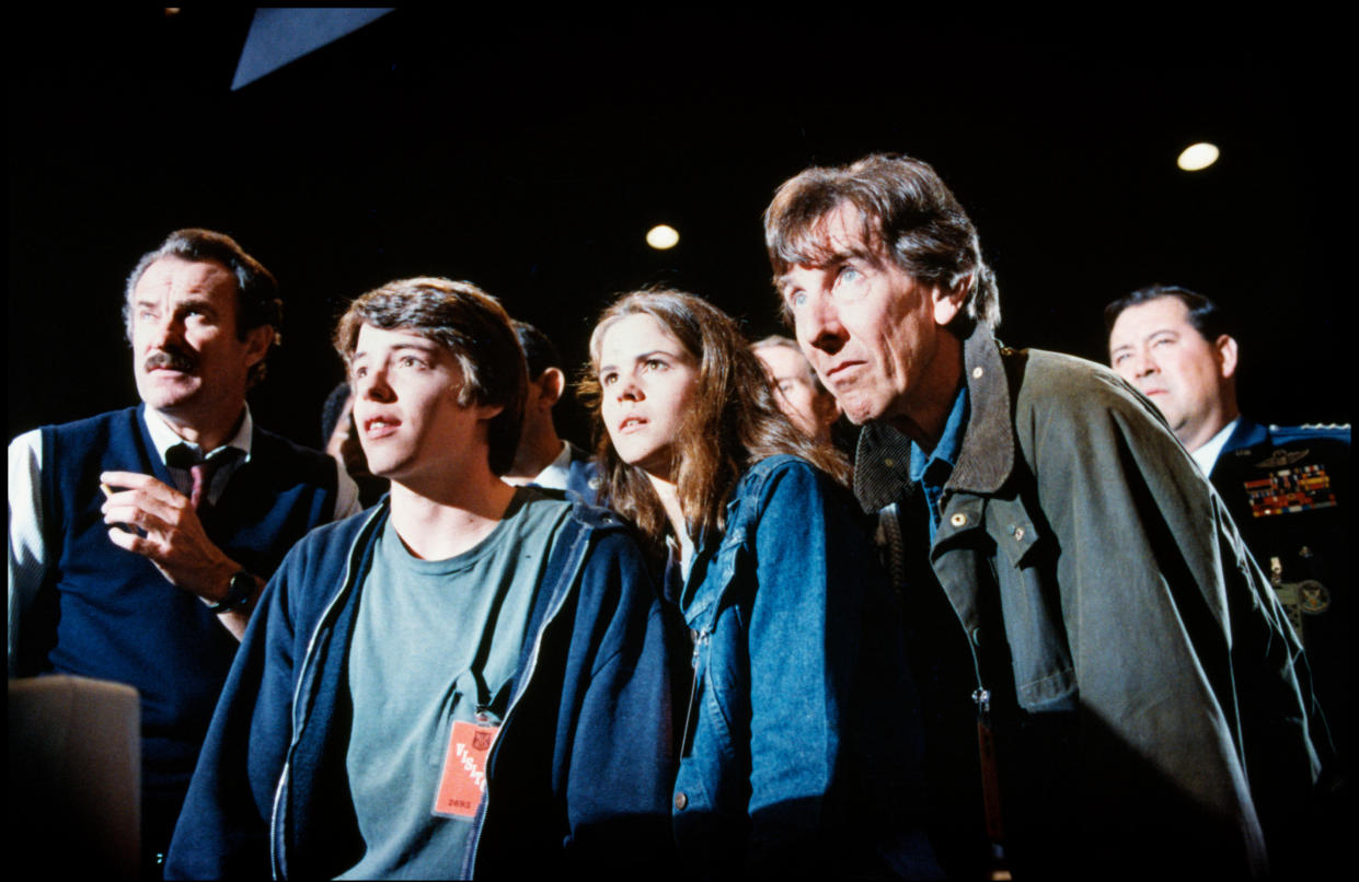 Dabney Coleman, Matthew Broderick, Ally Sheedy and John Wood attempt to avert nuclear war in 1983's WarGames. (MGM/Alamy)