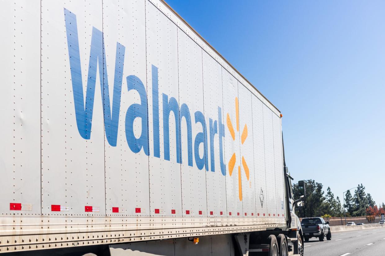 Nov 27, 2020 Concord / CA / USA - Walmart truck driving on the freeway in East San Francisco Bay Area