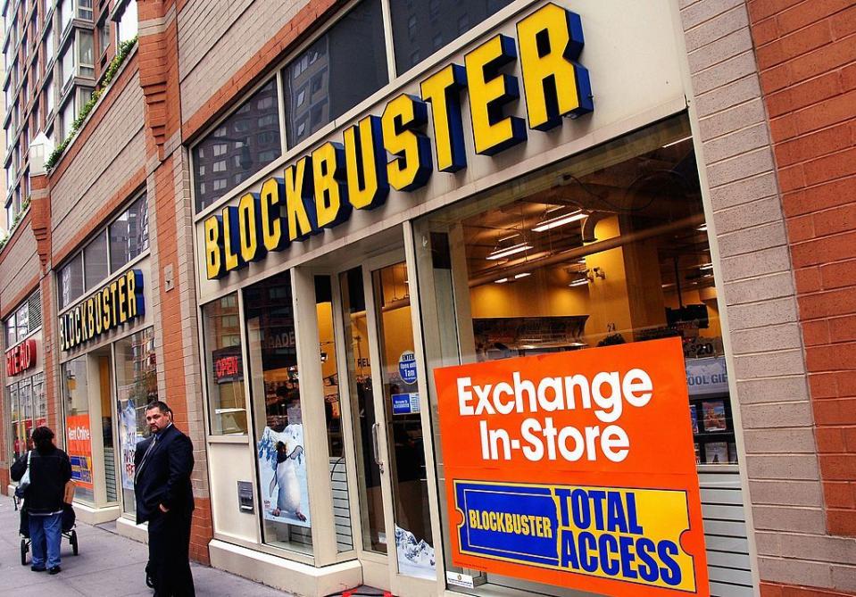 <p>Blockbuster, which was created in 1985, once had over 9,000 locations. It was a video rental store, where customers could rent videos and DVDs. In 2013, the chain announced it would begin closing all of its stores. Now, only a single Blockbuster remains in Bend, Oregon. </p>