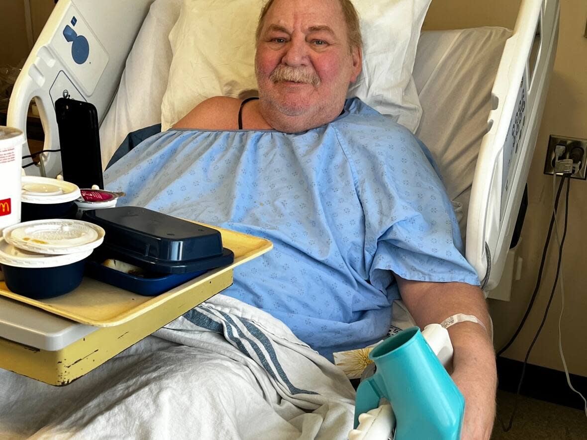 Ken Roth is back home in La Loche, Sask., after being in hospital for more than a year recovering from COVID-19.  (Kendra Roth - image credit)