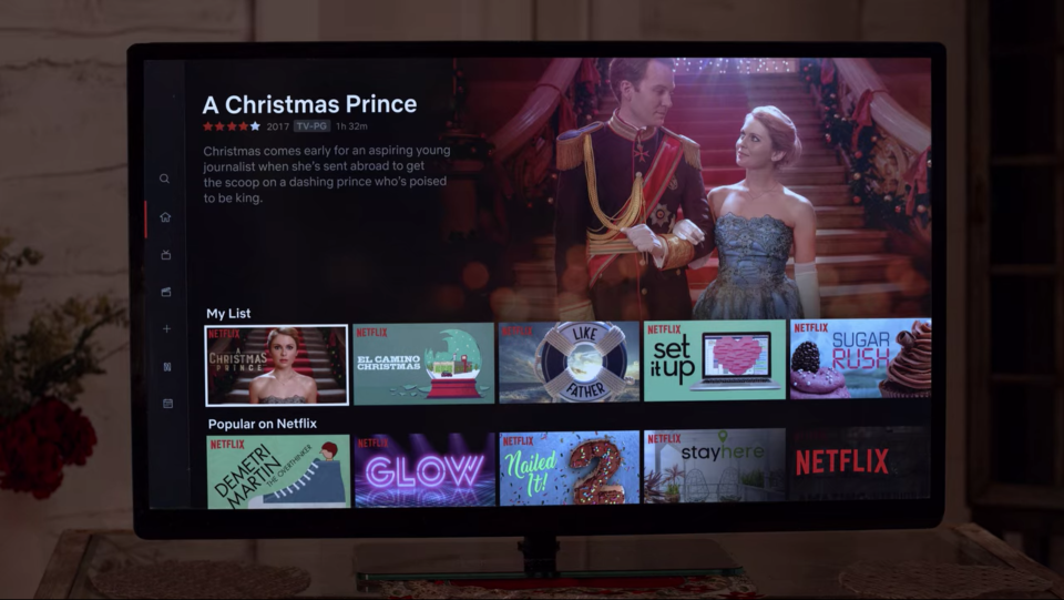 <p>In ‘The Princess Switch’, Margaret and Kevin watched ‘A Christmas Prince’ together</p>Netflix