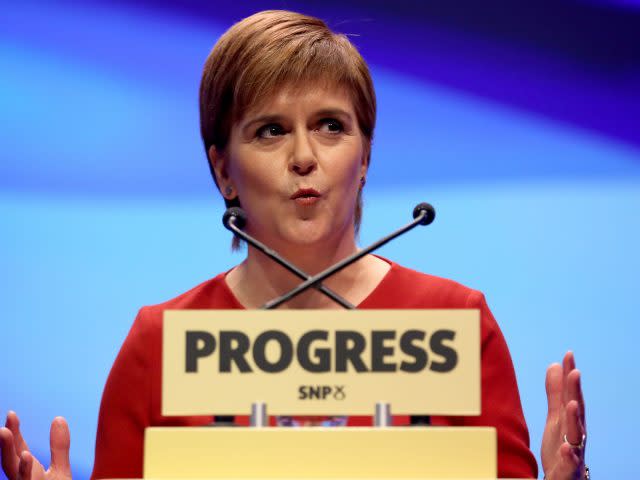 Nicola Sturgeon delivers her keynote speech at the SNP conference in Glasgow