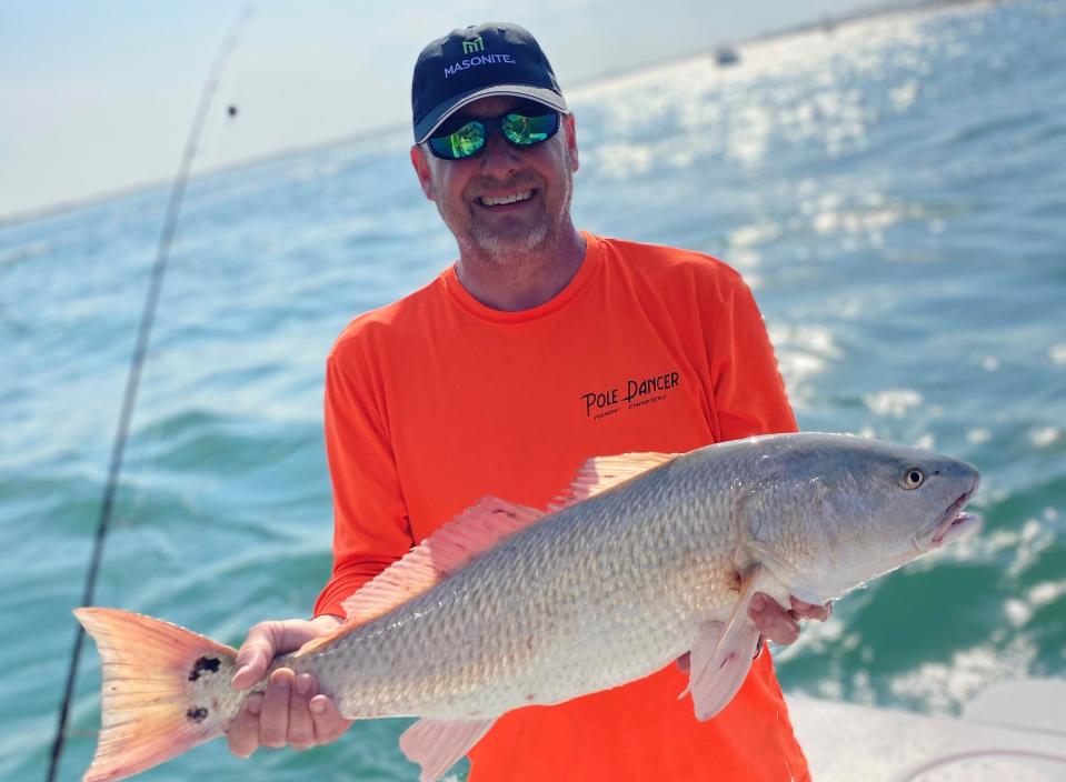Lee Baines caught (and released) this 33-inch red in Ponce Inlet while fishing with Capt. Jeff Patterson aboard the Pole Dancer.