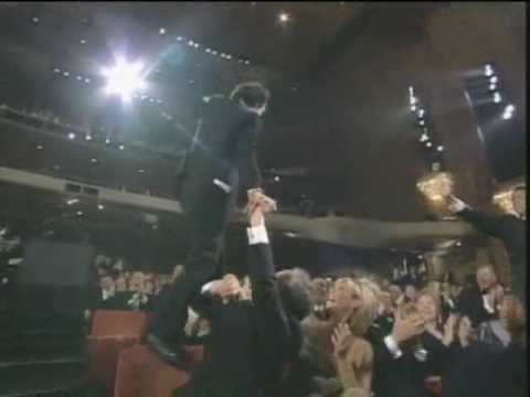 1999: When Roberto Benigni stood up on the theater seats.