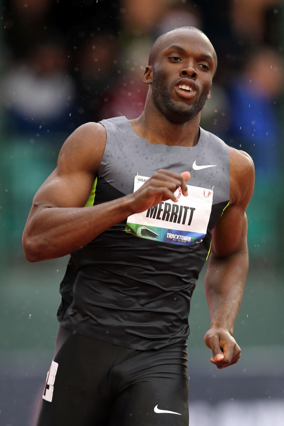 EUGENE, OR - JUNE 22: LaShawn Merritt competes in opening round of the men's 400 meter dash during Day One of the 2012 U.S. Olympic Track & Field Team Trials at Hayward Field on June 22, 2012 in Eugene, Oregon. (Photo by Andy Lyons/Getty Images)