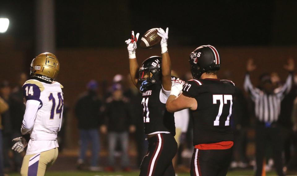 Ballard”s Journey Wyche celebrated his scoring a touchdown against Male.Nov. 25, 2022