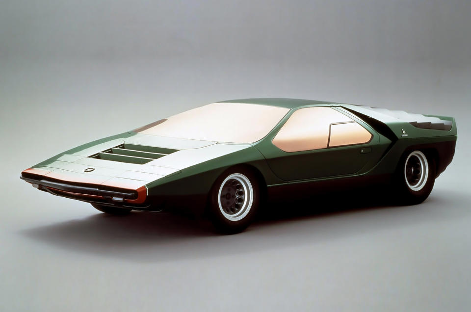 <p>Penned by <strong>Marcello Gandini</strong>, the Carabo (Italian for Beetle) was based on the mid-engined V8-powered Alfa Romeo <strong>Tipo 33</strong>. This was essentially an updated <strong>Lamborghini Miura</strong>, another Gandini design.</p><p>The Lambo suffered front-end lift at speed so this car fixed that. It also introduced the world to <strong>beetle-wing doors</strong>, later put into production on the <strong>Countach</strong>.</p>