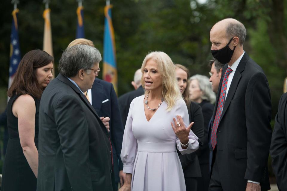 Attendees did not wear face masks at the event in the Rose Garden of the White House in Washington (SplashNews.com)