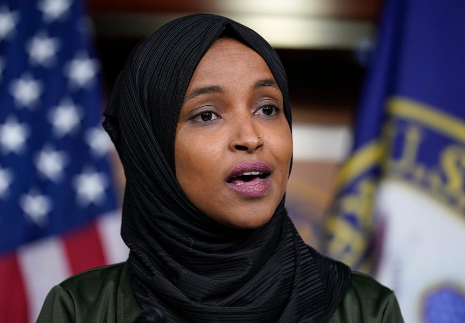 Ilhan Omar called out articles that publicised donors who gave money to truckers. (Copyright 2021 The Associated Press. All rights reserved)
