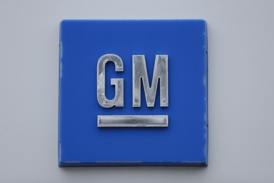 FILE - A GM logo is shown at the General Motors Detroit-Hamtramck Assembly plant in Hamtramck, Mich., Jan. 27, 2020. General Motors is forming a joint venture with Posco Chemical of South Korea to build a North American battery materials plant as it brings more steps in the electric vehicle supply chain under its umbrella. The Detroit automaker said Wednesday, Dec. 1, 2021 that details of the venture are still being worked out, including investment amounts and the plant location. (AP Photo/Paul Sancya, file)