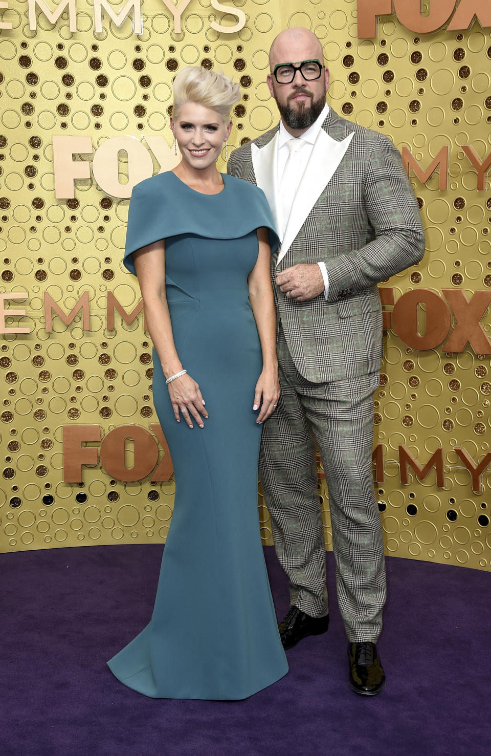 Rachel Sullivan, left, and Chris Sullivan arrive at the 71st Primetime Emmy Awards on Sunday, Sept. 22, 2019, at the Microsoft Theater in Los Angeles. (Photo by Jordan Strauss/Invision/AP)