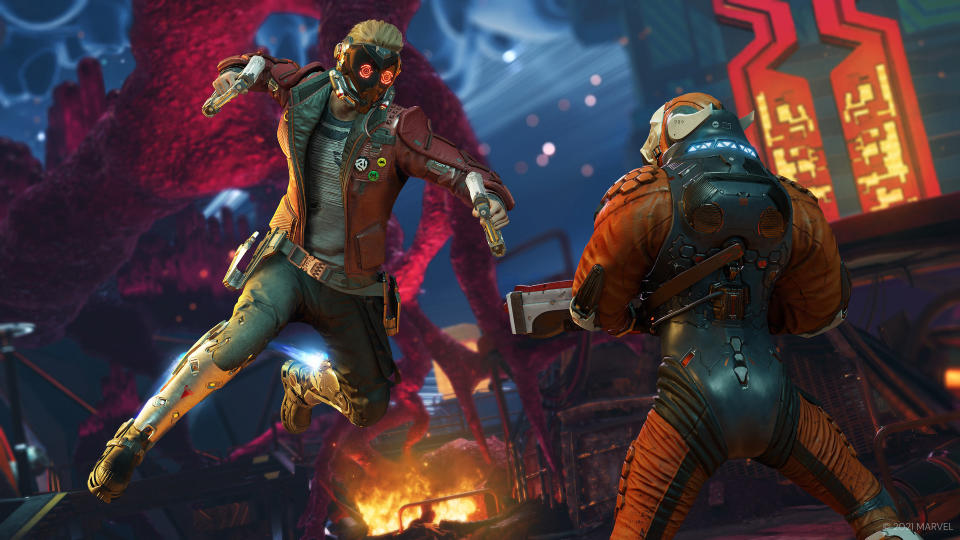 Star-Lord kicks butt and rocks while doing it. (Photo: Square Enix)