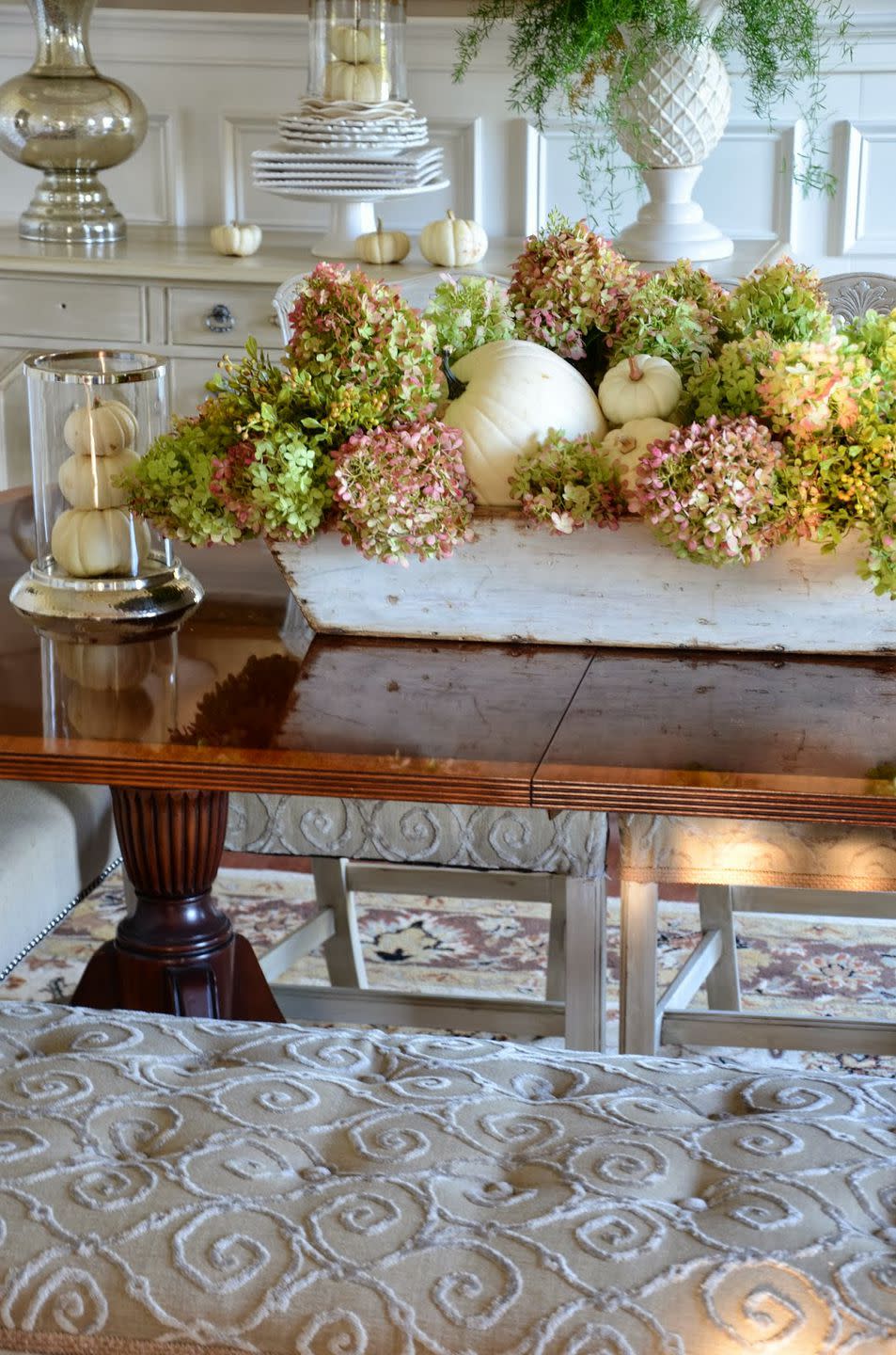 Pumpkins and Hydrangeas