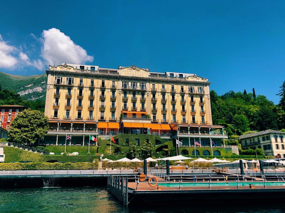 Boat shot of the spectacular Grand Hotel Tremezzo.