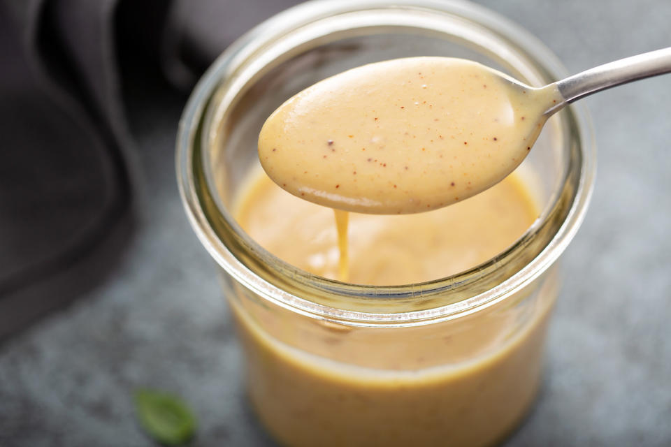 Homemade salad dressing in a jar