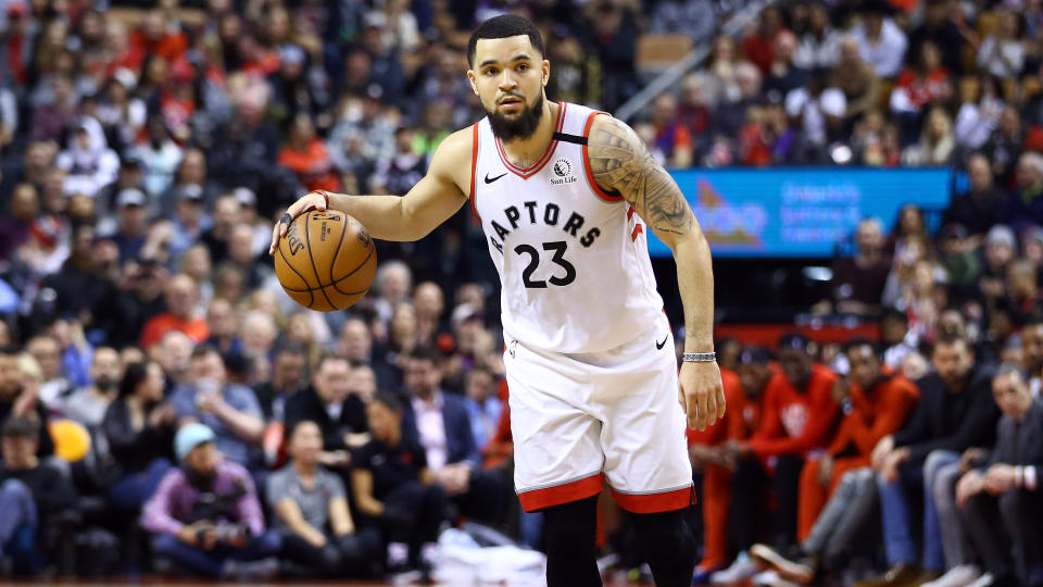 Fred VanVleet left Sunday's scrimmage against the Portland Trail Blazers and will not return. (Vaughn Ridley/Getty Images)