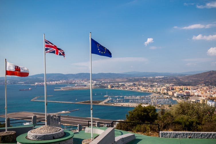 <span class="caption">Gibraltar: a small territory, at the centre of Brexit negotations.</span> <span class="attribution"><a class="link " href="https://www.shutterstock.com/download/confirm/1206050269?src=SlJc9RW-UPNKYyt5MrxMxA-1-2&size=medium_jpg" rel="nofollow noopener" target="_blank" data-ylk="slk:Ben Gingell/Shutterstock;elm:context_link;itc:0;sec:content-canvas">Ben Gingell/Shutterstock</a></span>