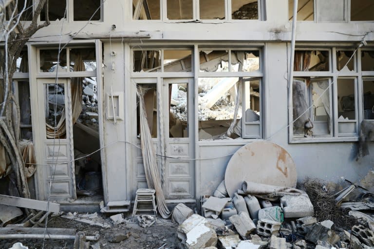 A house damaged in a government airstrike on the rebel-held town of Douma is seen on March 4, 2017, on the eastern outskirts of the Syrian capital Damascus