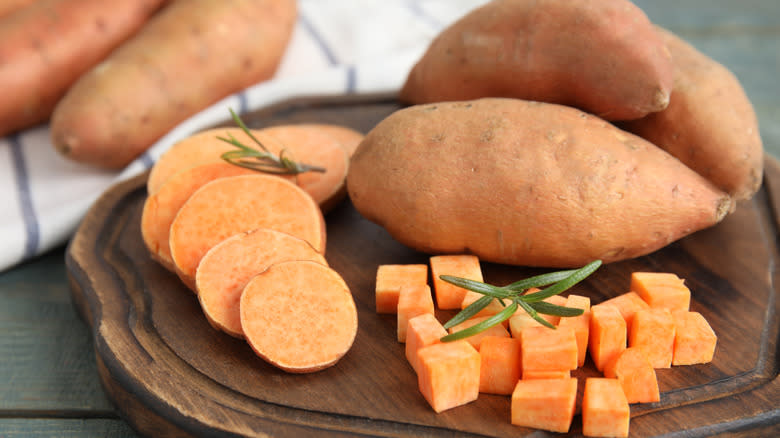 sweet potato slices and cubes