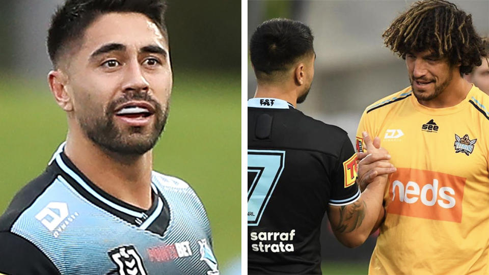 Cronulla Sharks star Shaun Johnson has published a post on Instagram, explaining his reaction to the Kevin Proctor biting incident and vowing to support the Gold Coast Titans veteran at the judiciary. Pictures: Getty Images/Instagram