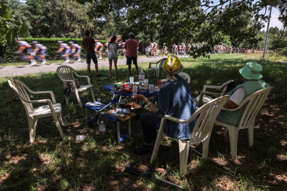 Spectators on stage seven of the 2023 Tour de France from Mont-de-Marsan to Bordeaux