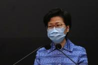 Hong Kong Chief Executive Carrie Lam speaks during a news conference in Hong Kong