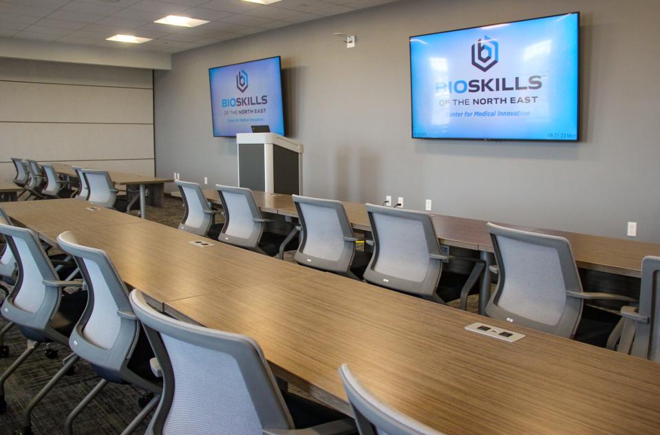 A classroom is set up for training at Bioskills of New England, 277 Pleasant St., Fall River.