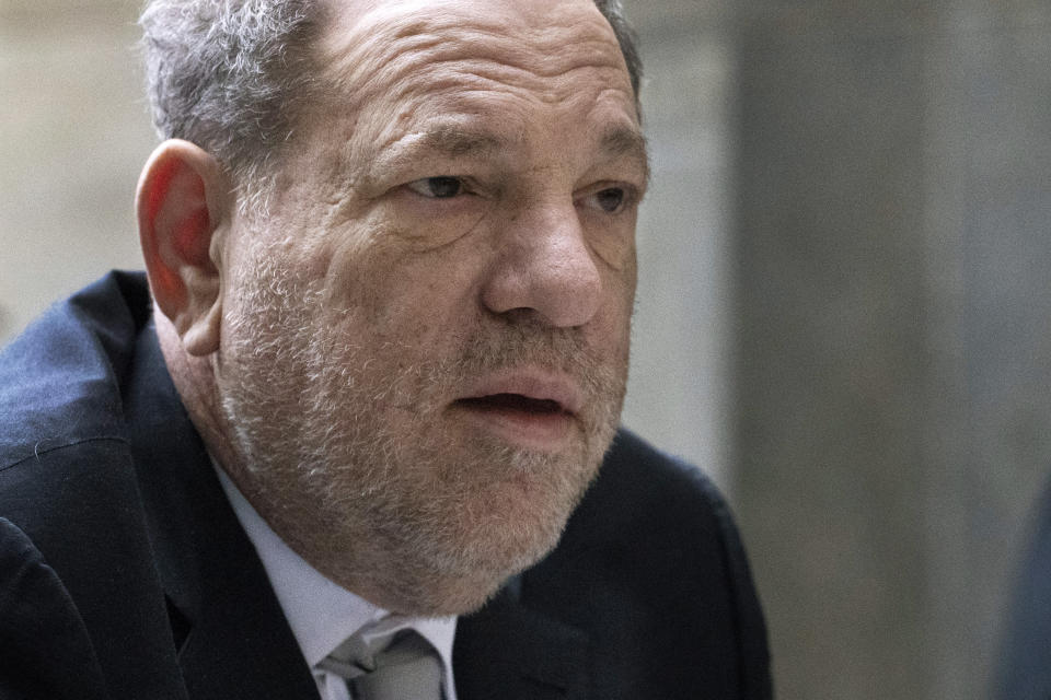 Harvey Weinstein arrives at a Manhattan courthouse for jury selection in his rape trial, Monday, Jan. 13, 2020, in New York. (AP Photo/Mark Lennihan)