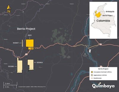 Map of Additional Claims (CNW Group/Quimbaya Gold Inc.)