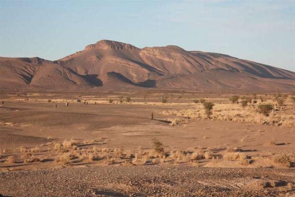 Tissint meteorite fall location in the south of Morocco, near the Al Aglaa?b mountains. Many people went searching pieces of the meteorite even though the area is desert and far from any town of village.