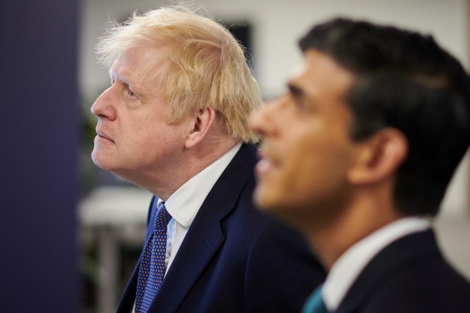Prime minister Boris Johnson is facing pressure from core Conservative voters to stick to the election manifesto commitment on triple lock pension. Chanchellor Rishi Sunak, right, however is weighing up the fiscal case for being flexible. Photo: Leon Neal/ AFP via Getty Images