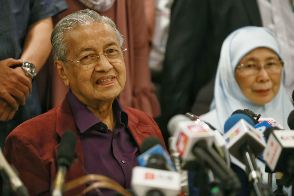 Tun Dr Mahathir Mohamad speaks during a press conference after the Pakatan Harapan President Council Meeting at Yayasan Perdana Foundation February 21, 2020. — Picture by Ahmad Zamzahuri