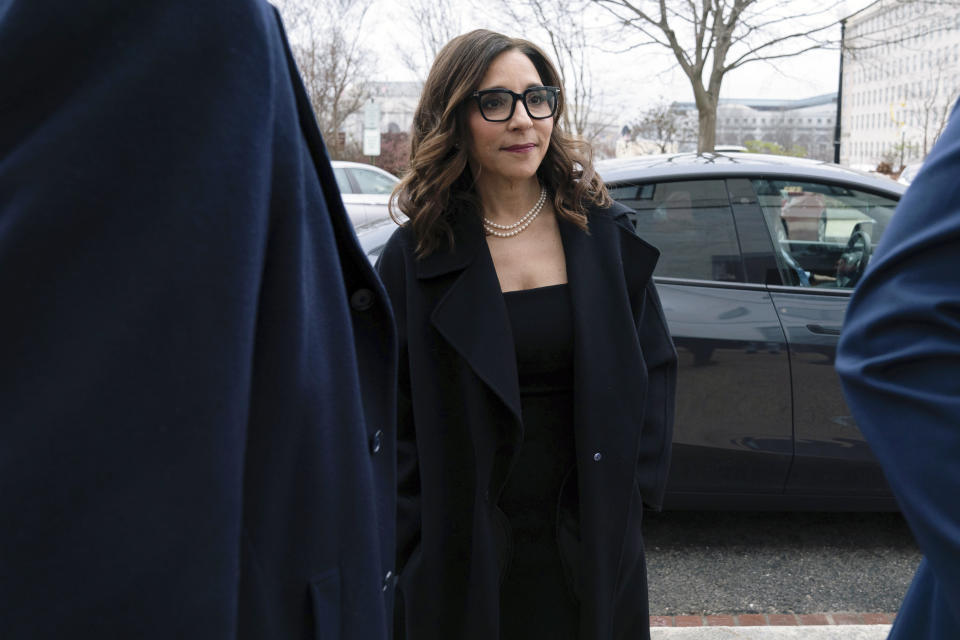 X CEO Linda Yaccarino arrives to appear before the Senate Judiciary Committee's hearing on online child safety on Capitol Hill, Wednesday, Jan. 31, 2024 in Washington. (AP Photo/Jose Luis Magana)