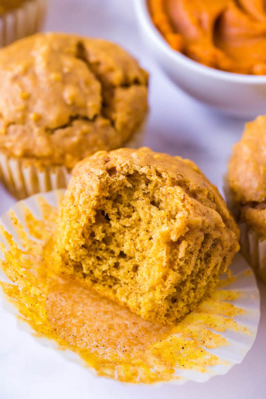 <p>The Novice Chef</p><p>These healthy pumpkin oatmeal muffins are so easy to make and are a great make-ahead recipe for breakfast or afternoon snacks! </p><p><strong>Get the recipe: <em><a href="https://thenovicechefblog.com/healthy-pumpkin-oatmeal-muffins/" rel="nofollow noopener" target="_blank" data-ylk="slk:Healthy Pumpkin Oatmeal Muffins;elm:context_link;itc:0;sec:content-canvas" class="link ">Healthy Pumpkin Oatmeal Muffins</a></em></strong></p>