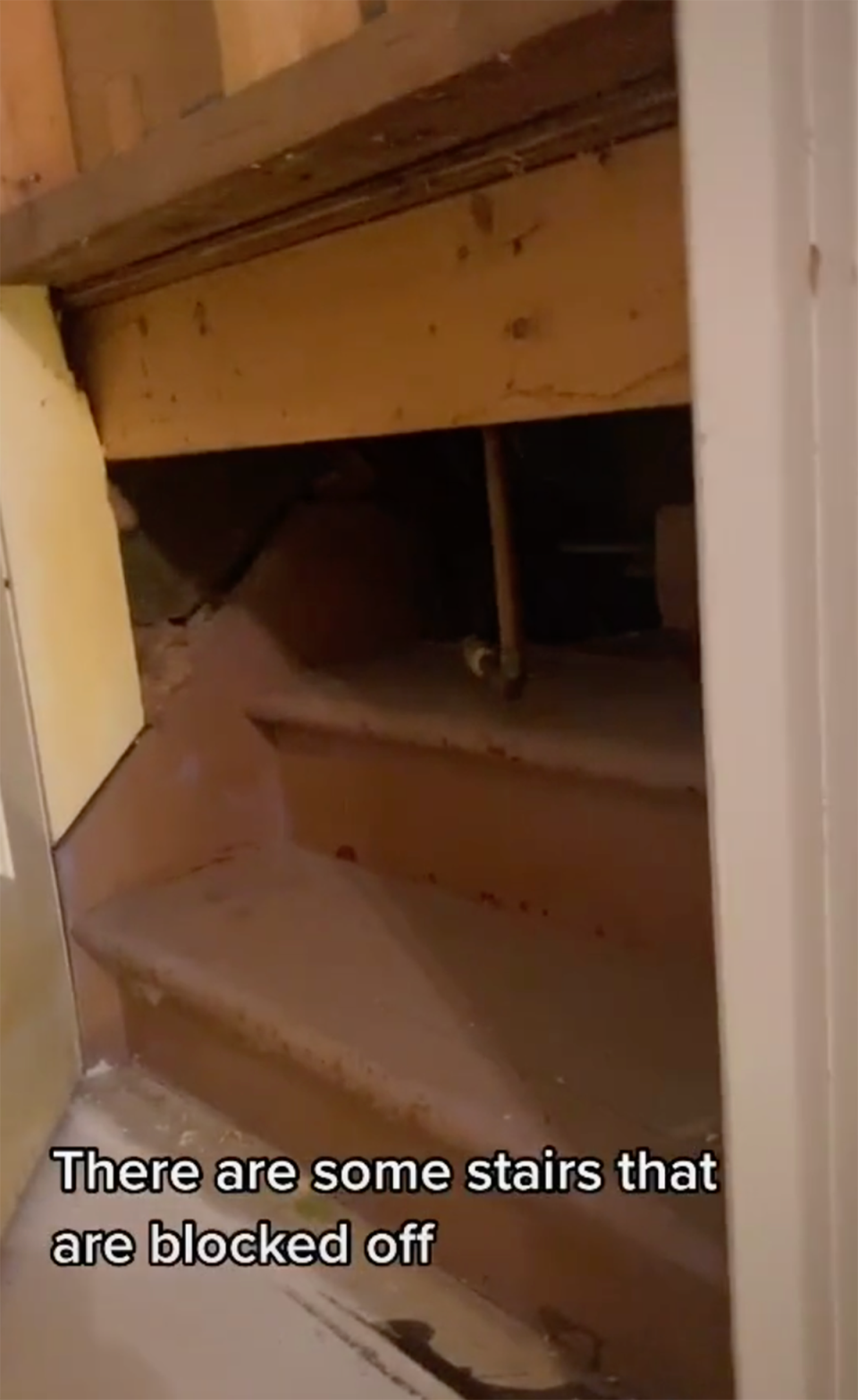 Blocked off stairs in 148-year-old home in TikTok video.