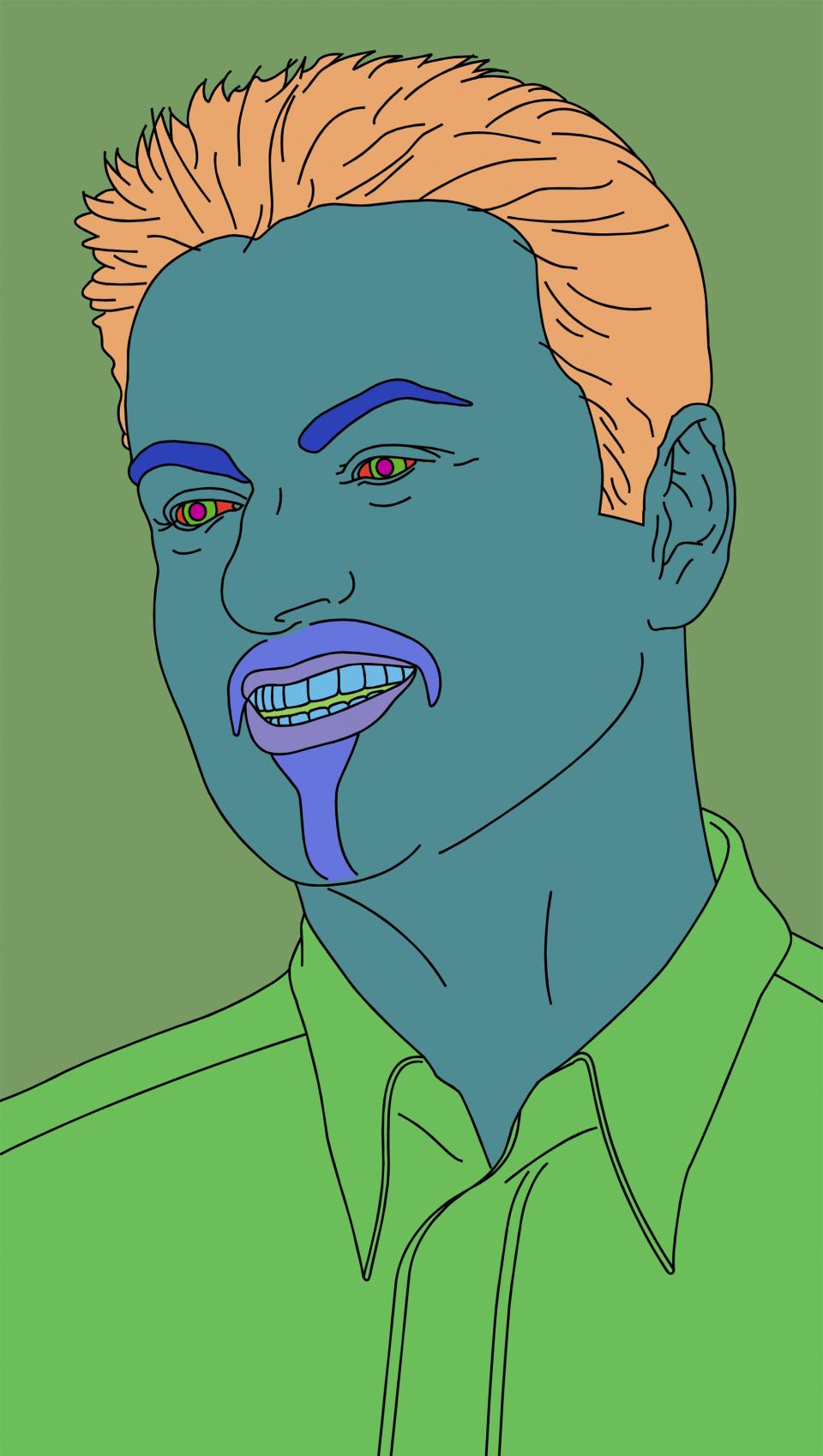 “Commissioned Portrait Untitled (George)” by Michael Craig-Martin is valued at $57,000 to $84,000. (Photo: Christie’s)