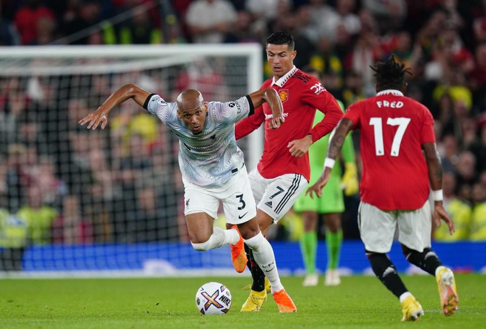 Fabinho appeared only as a substitute at Old Trafford (David Davies/PA) (PA Wire)