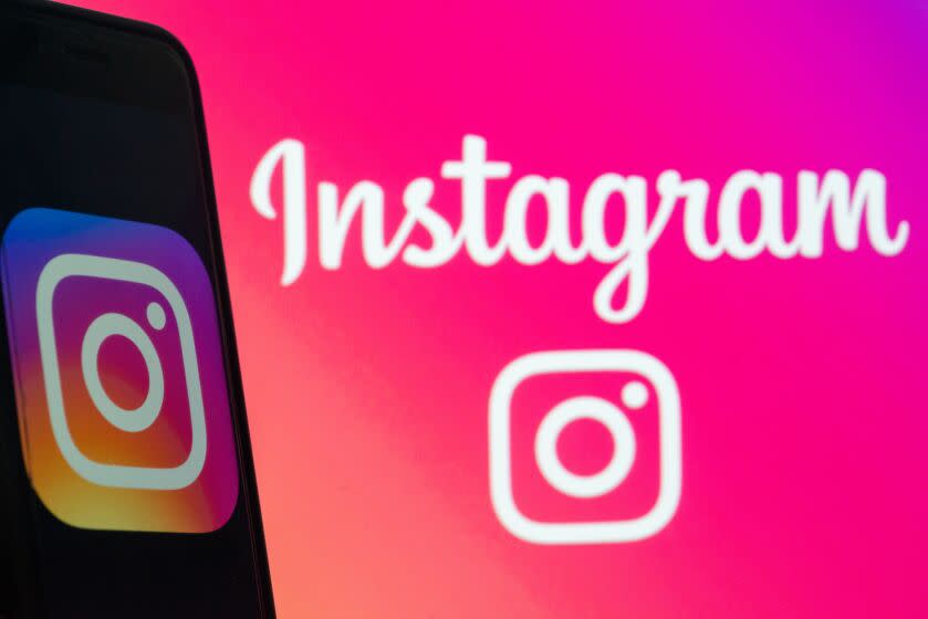 Logos of Instagram social media application
