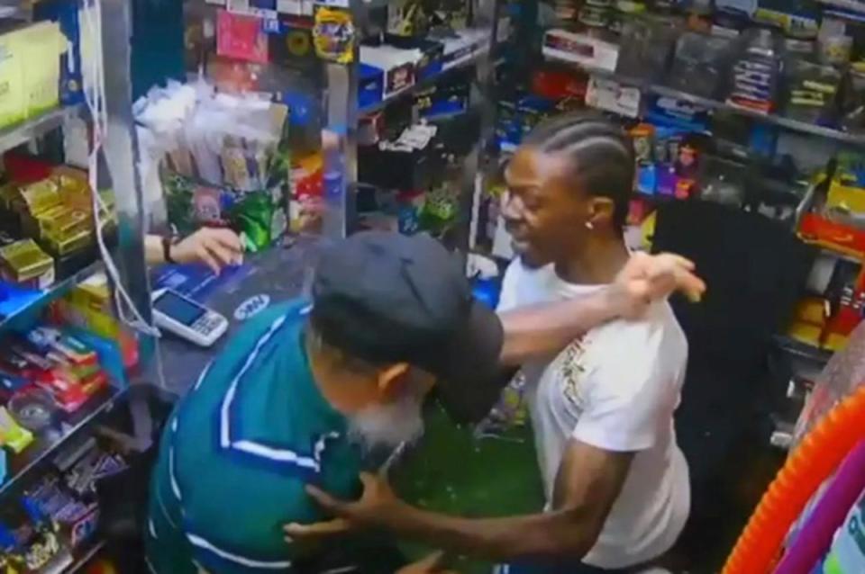 Surveillance footage shows the fatal altercation in the convenience store (Bluemoon convenience store)