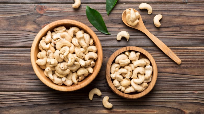 Two bowls of cashew nuts