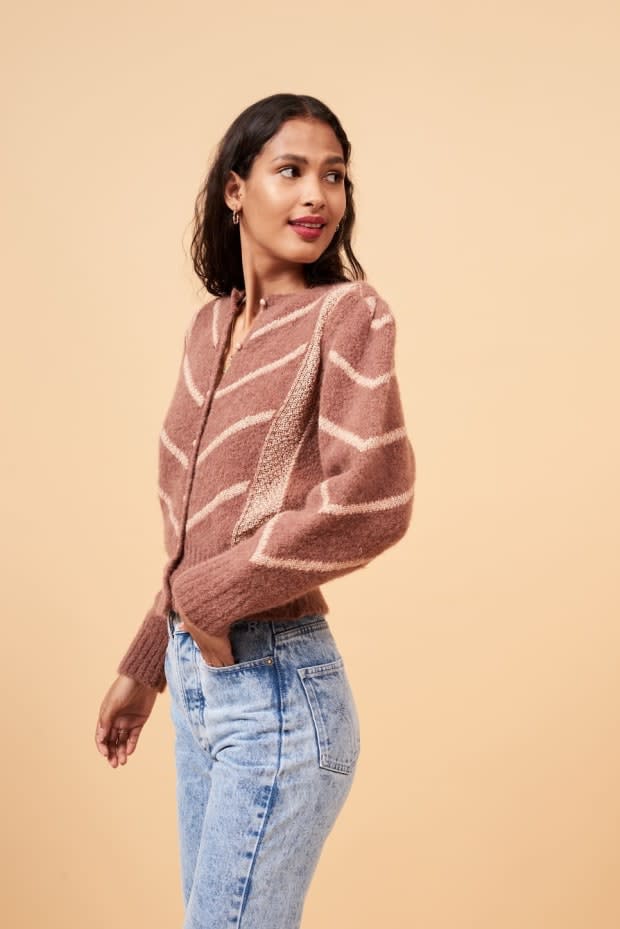 <p>Rouje Tina Cardigan, $230, <a href="https://www.rouje.com/e-shop/maille/cardigan-tina-terre-brulee.html" rel="nofollow noopener" target="_blank" data-ylk="slk:available here;elm:context_link;itc:0;sec:content-canvas" class="link ">available here</a>. </p>