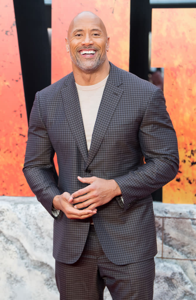 Dwayne Johnson smiles at the European Premiere of <em>Rampage</em> on April 11, 2018, in London. (Photo: Samir Hussein/Samir Hussein/WireImage)