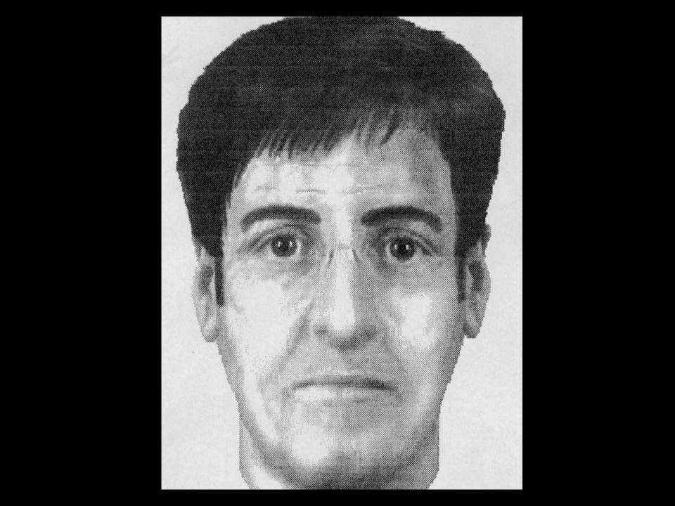 Archive footage showing the e-fit of the sweating man in the "Who Killed Jill Dando?" Netflix docuseries.