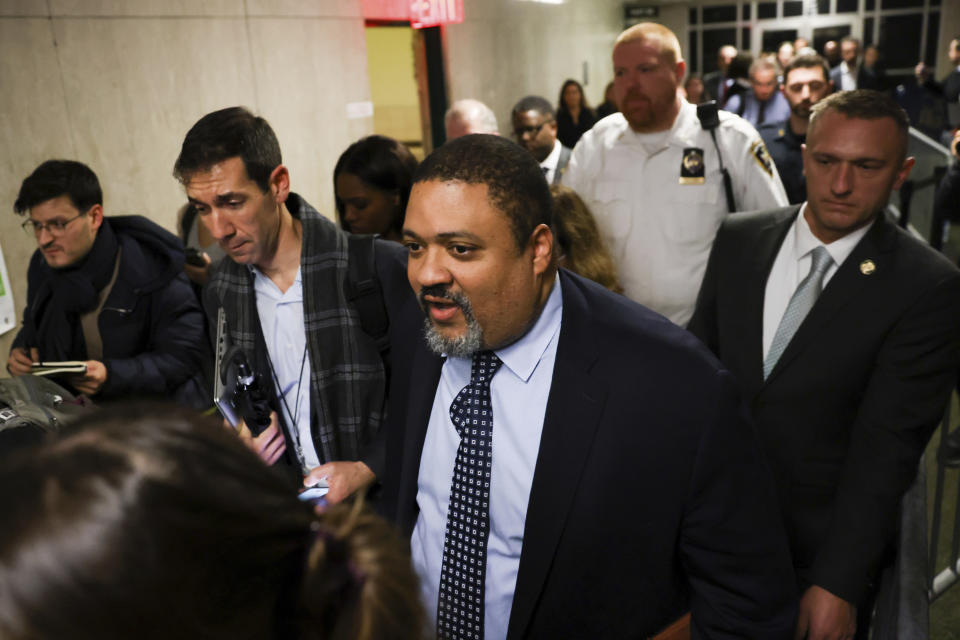 Manhattan District Attorney Alvin Bragg exits the courtroom after the jury found the Trump Organization guilty on all counts in a criminal tax fraud case, Tuesday, Dec. 6, 2022, in New York. (AP Photo/Julia Nikhinson)