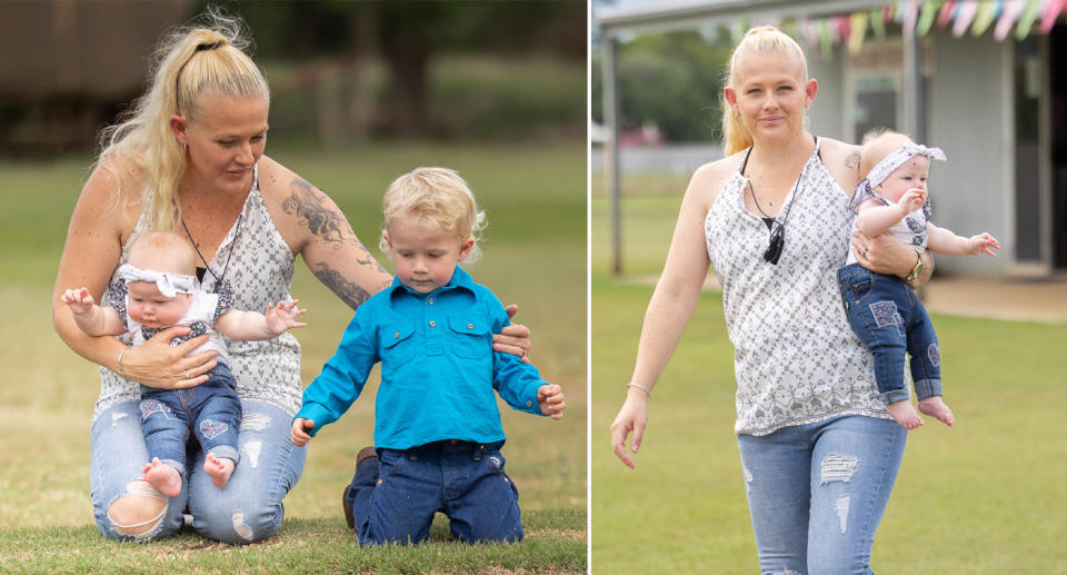 Samantha Cook with her children after ovarian cancer. 